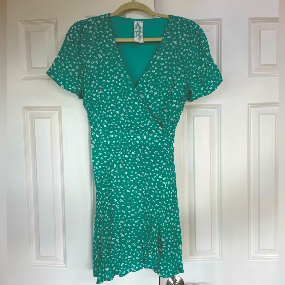 Green wrap dress